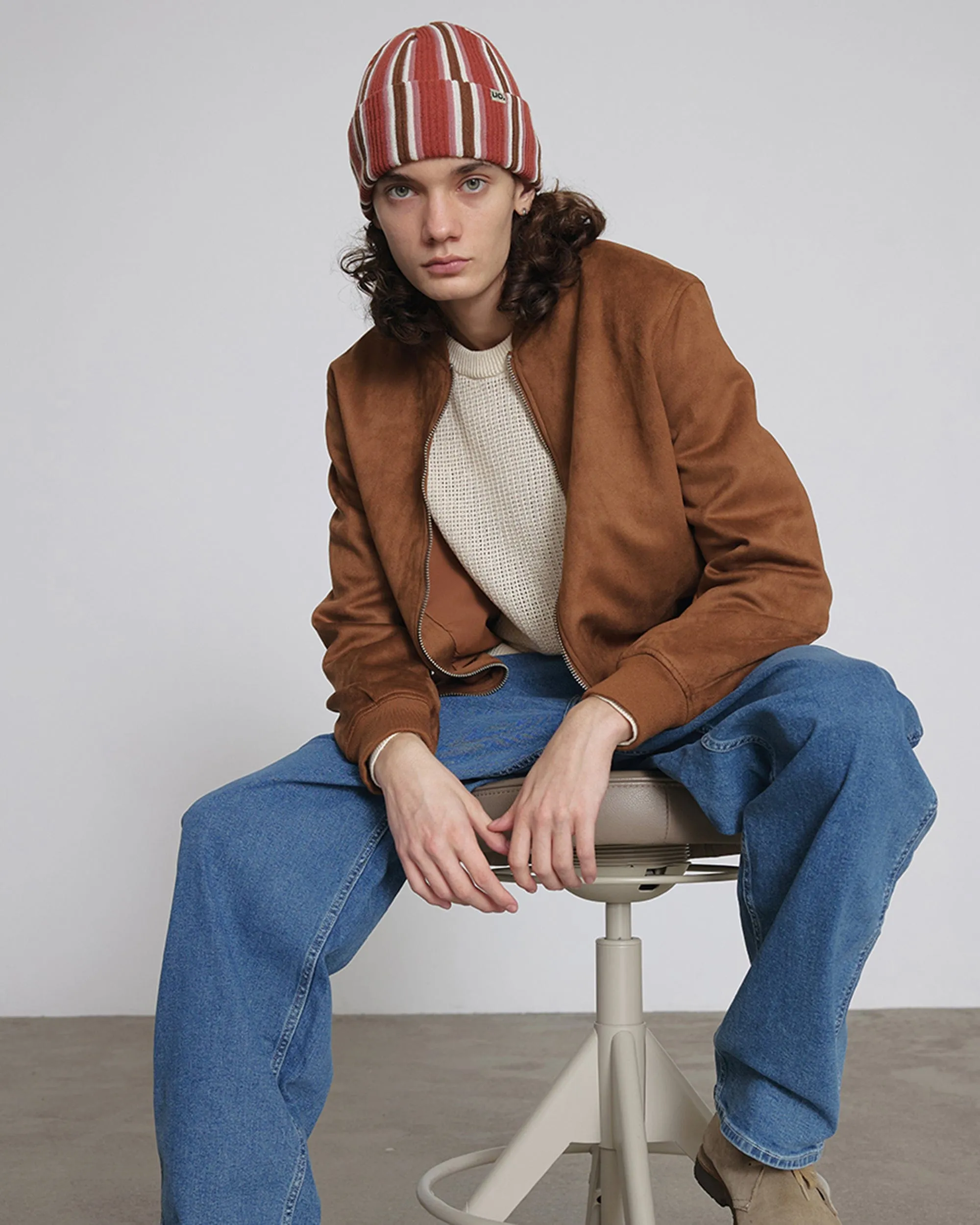 BEANIE / VERTICAL STRIPE / BRICK