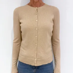 Beige Cashmere Crew Neck Cardigan Small