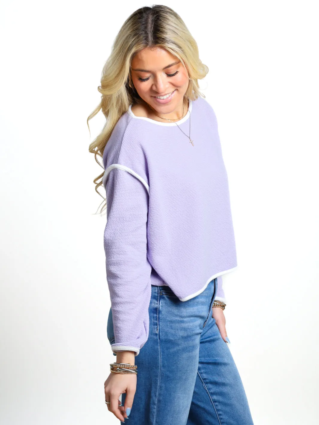 Between The Lines Contrast Seam Top