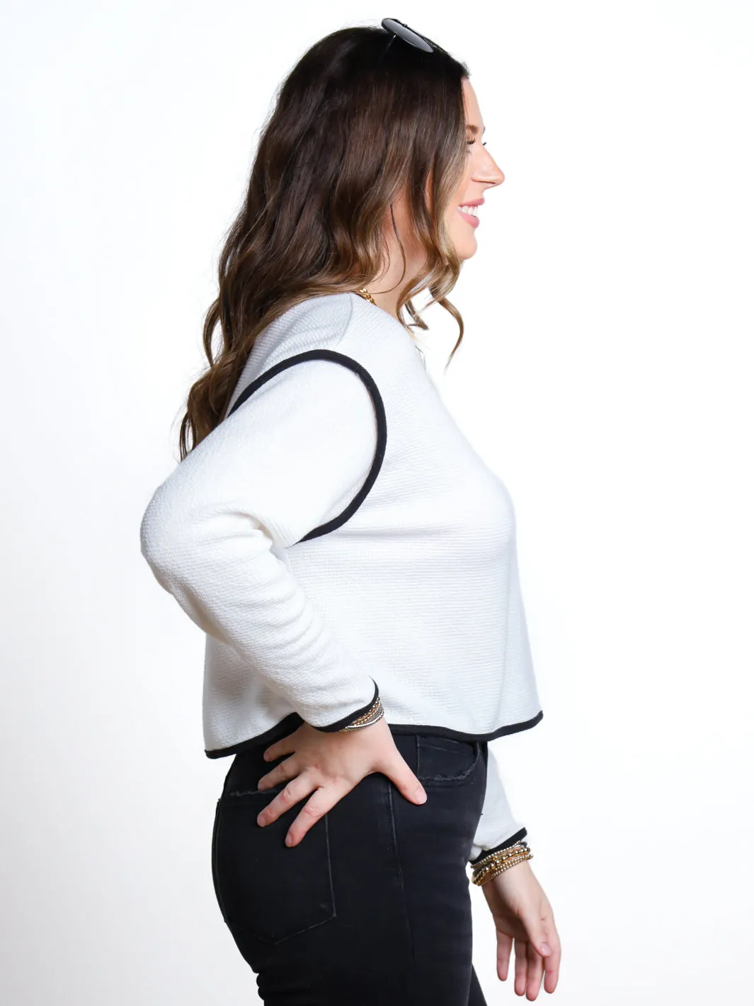 Between The Lines Contrast Seam Top