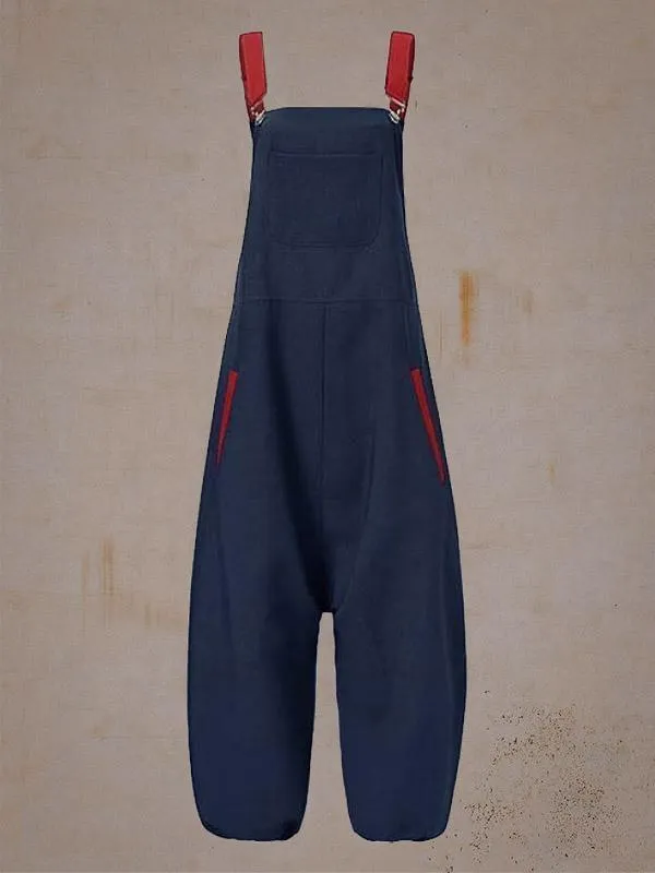 BLUE&GREEN POCKET HAREM JUMPSUIT