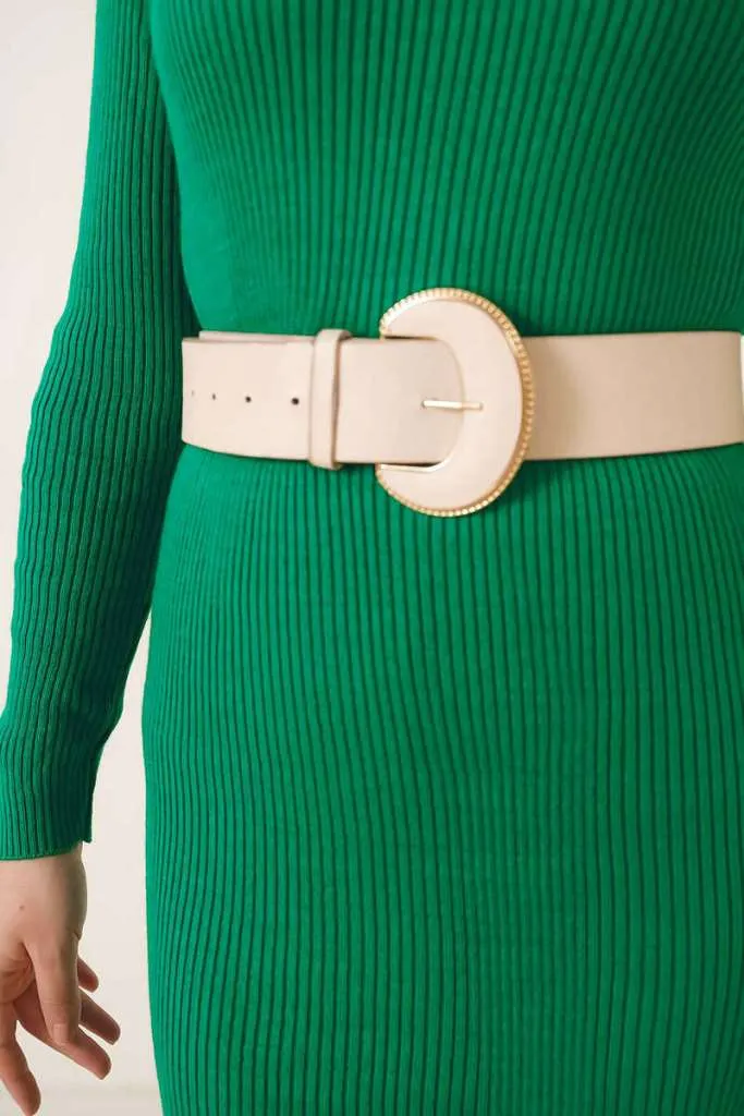 BNG Women Ribbed Long Sweater Dress Green - Clermont