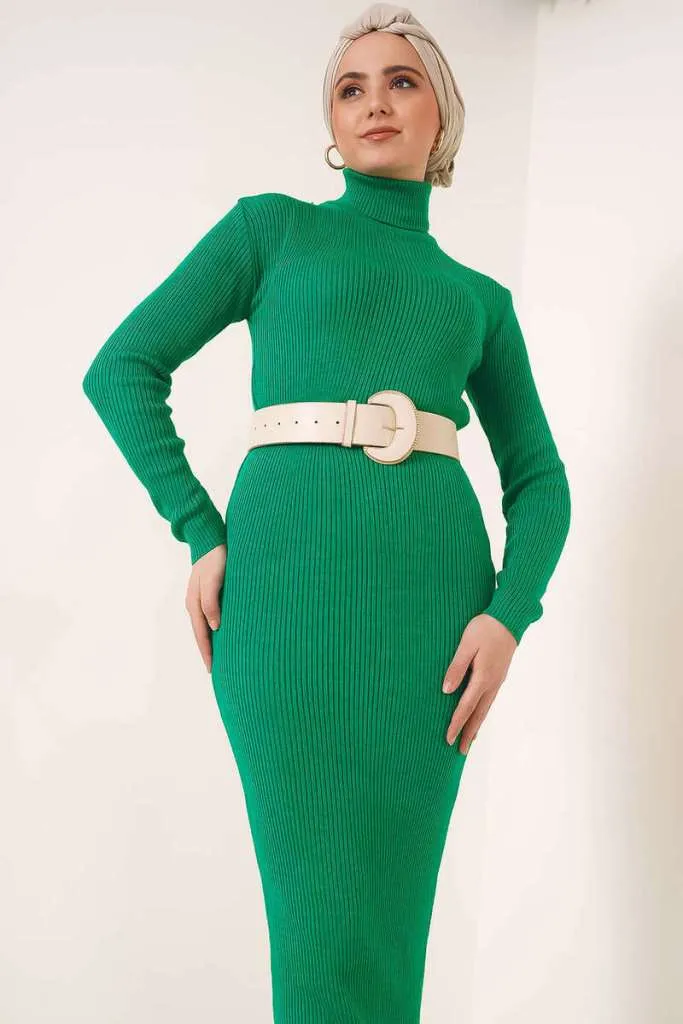BNG Women Ribbed Long Sweater Dress Green - Clermont