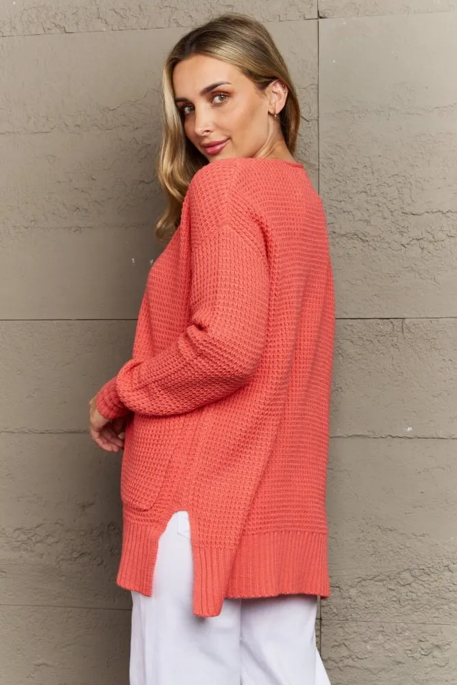 Bright and Cozy Zenana Waffle Knit Cardigan