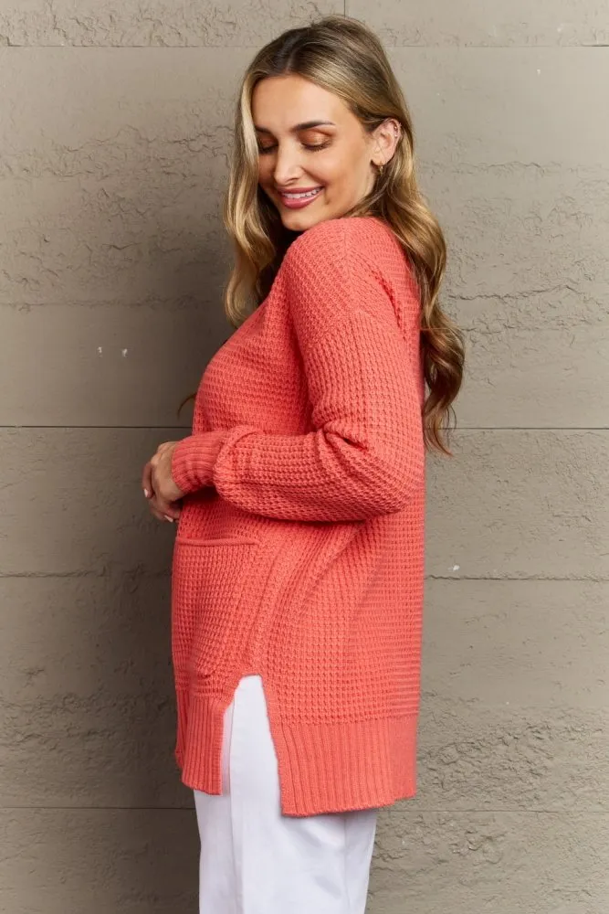 Bright and Cozy Zenana Waffle Knit Cardigan