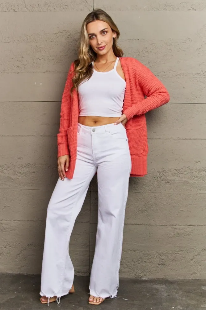 Bright and Cozy Zenana Waffle Knit Cardigan