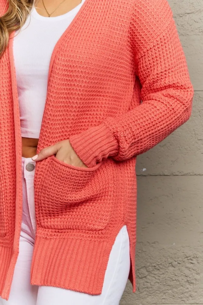 Bright and Cozy Zenana Waffle Knit Cardigan
