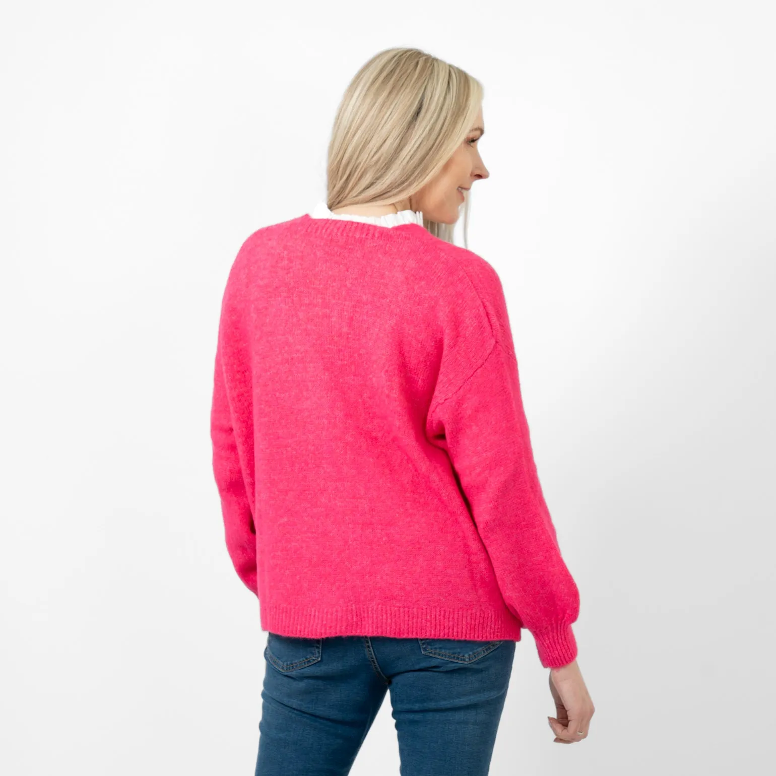 Cassidy Tie Front Wool Blend Cardigan - Fuchsia