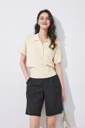 Casual Cinched Waist Short Sleeves Polo Shirt