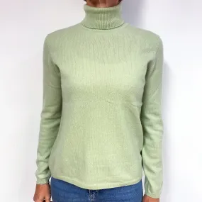 Chicory Green Cashmere Polo Neck Jumper Medium
