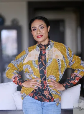Chloe, Size Small, Vintage Fabric, Hand Crafted Bomber Jacket in a Rare Print
