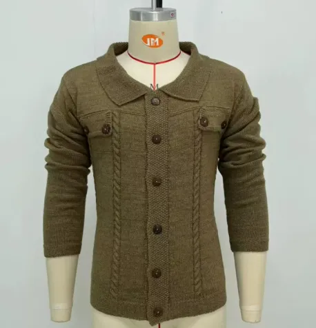 Classic Men's Wool Cardigan Jacket with Chest Pockets