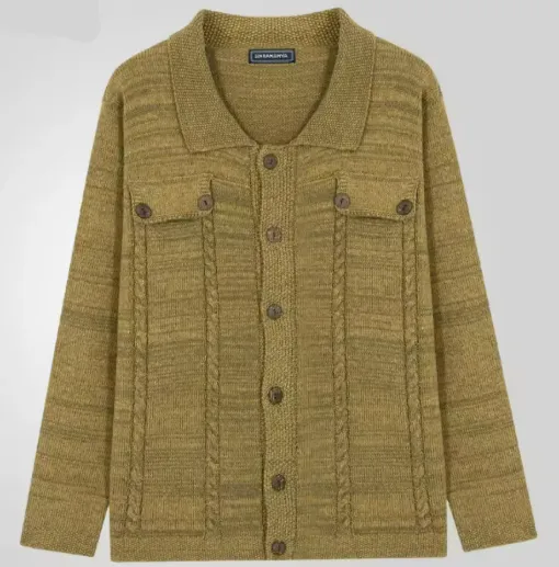 Classic Men's Wool Cardigan Jacket with Chest Pockets