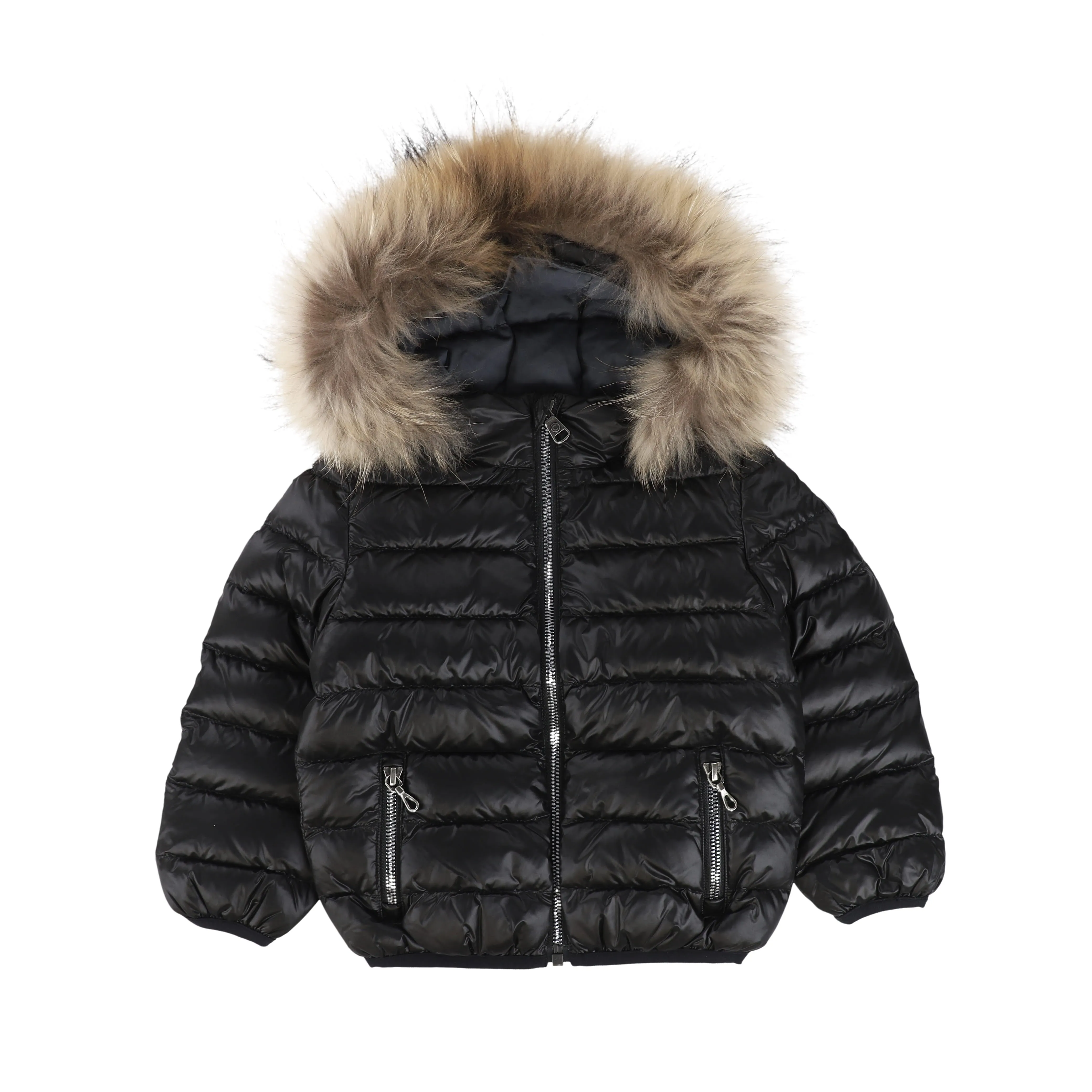 Colmar Black Baby Coat with Natural Fur Hood
