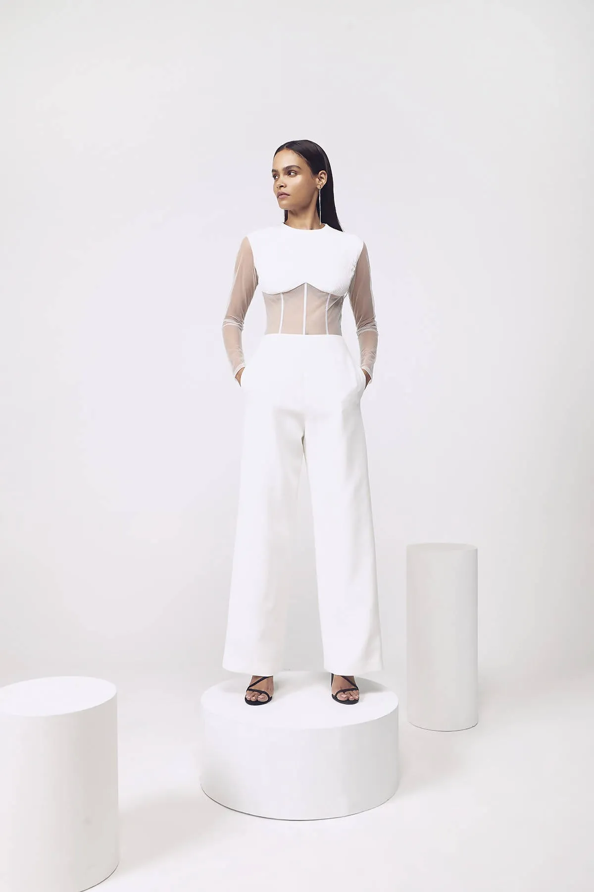 Corseted Jumpsuit in White