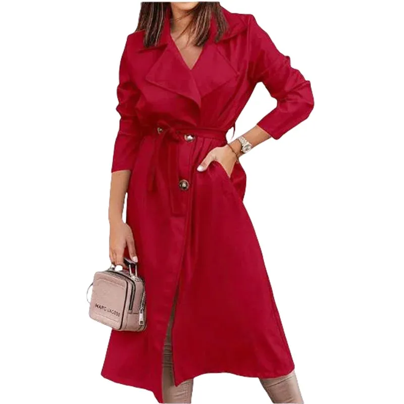 Damen-Mäntel aus Wollmischungen, zweireihig, dünner Damen-Trenchcoat, lässiger Winbreaker mit Gürtel, Trenchcoat für Damen