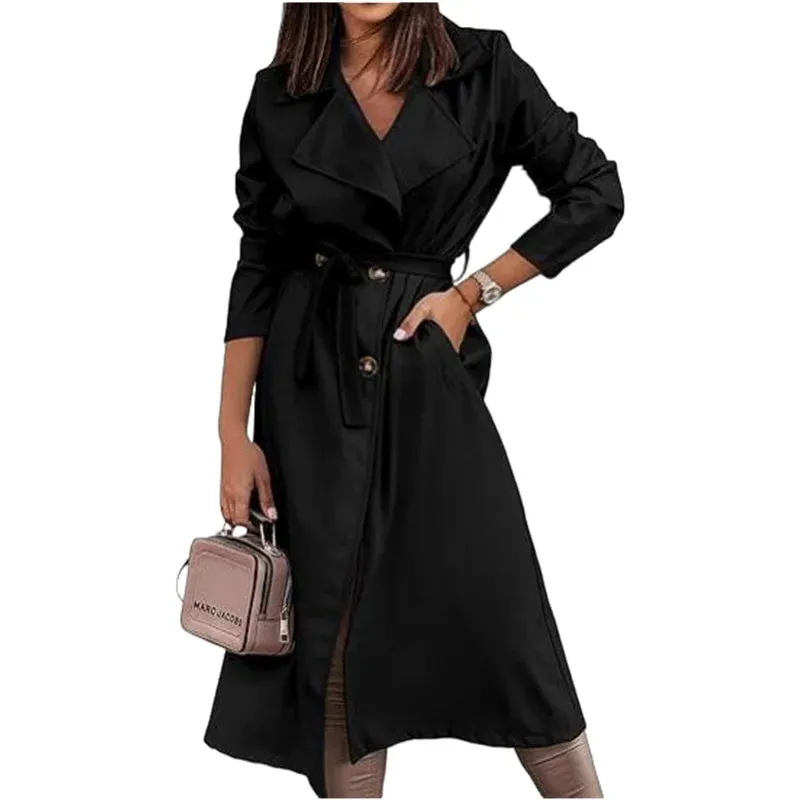 Damen-Mäntel aus Wollmischungen, zweireihig, dünner Damen-Trenchcoat, lässiger Winbreaker mit Gürtel, Trenchcoat für Damen