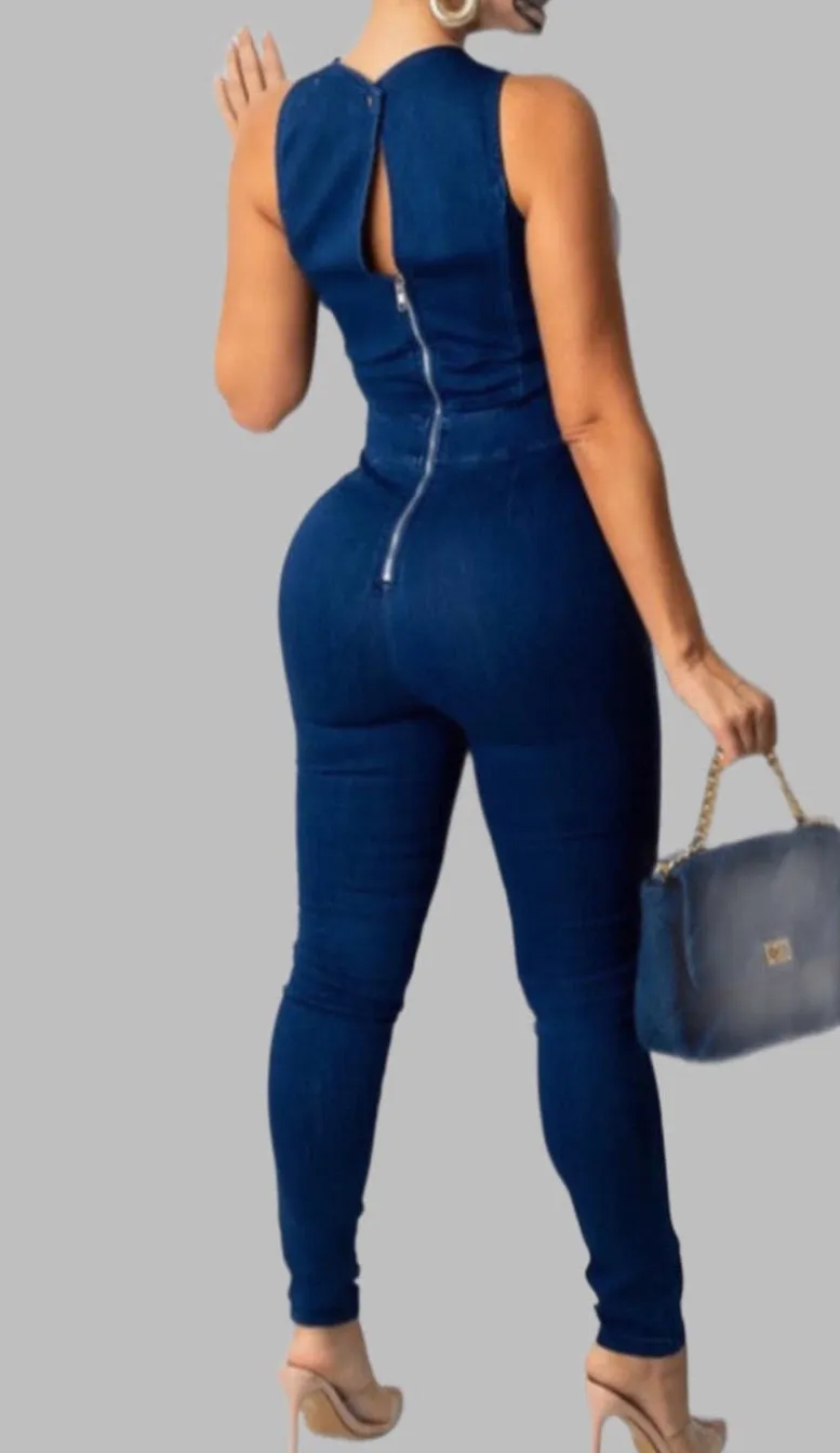 Denim Cut Out Jumpsuit