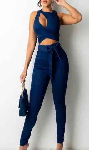 Denim Cut Out Jumpsuit