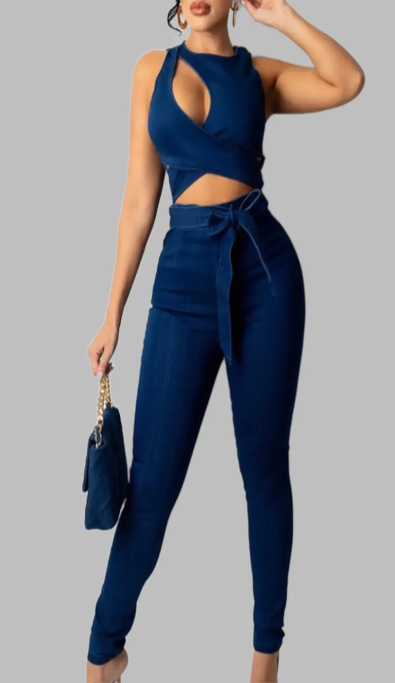 Denim Cut Out Jumpsuit