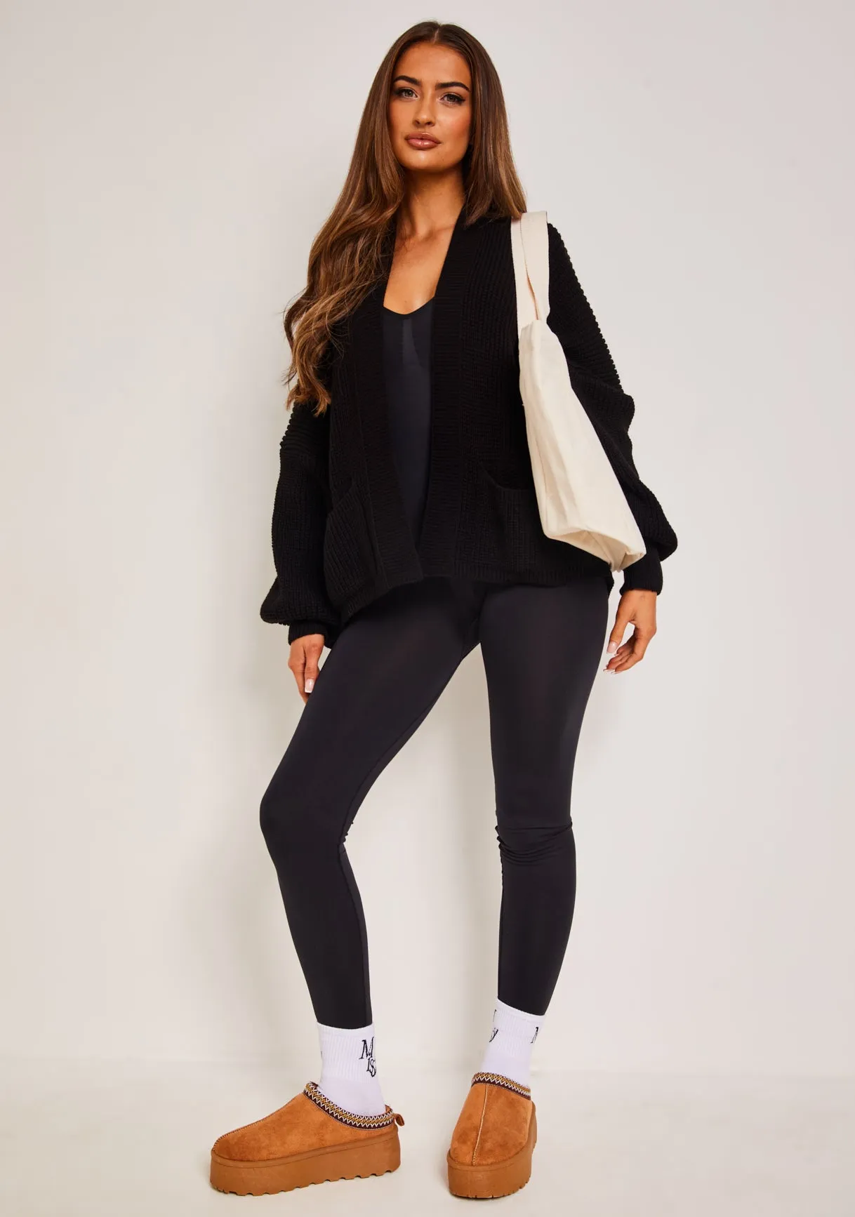 Devyn Black Balloon Sleeve Cardigan