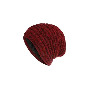 FancyGrab Unisex Fleece-Lined Knit Slouchy Beanie Hat Red