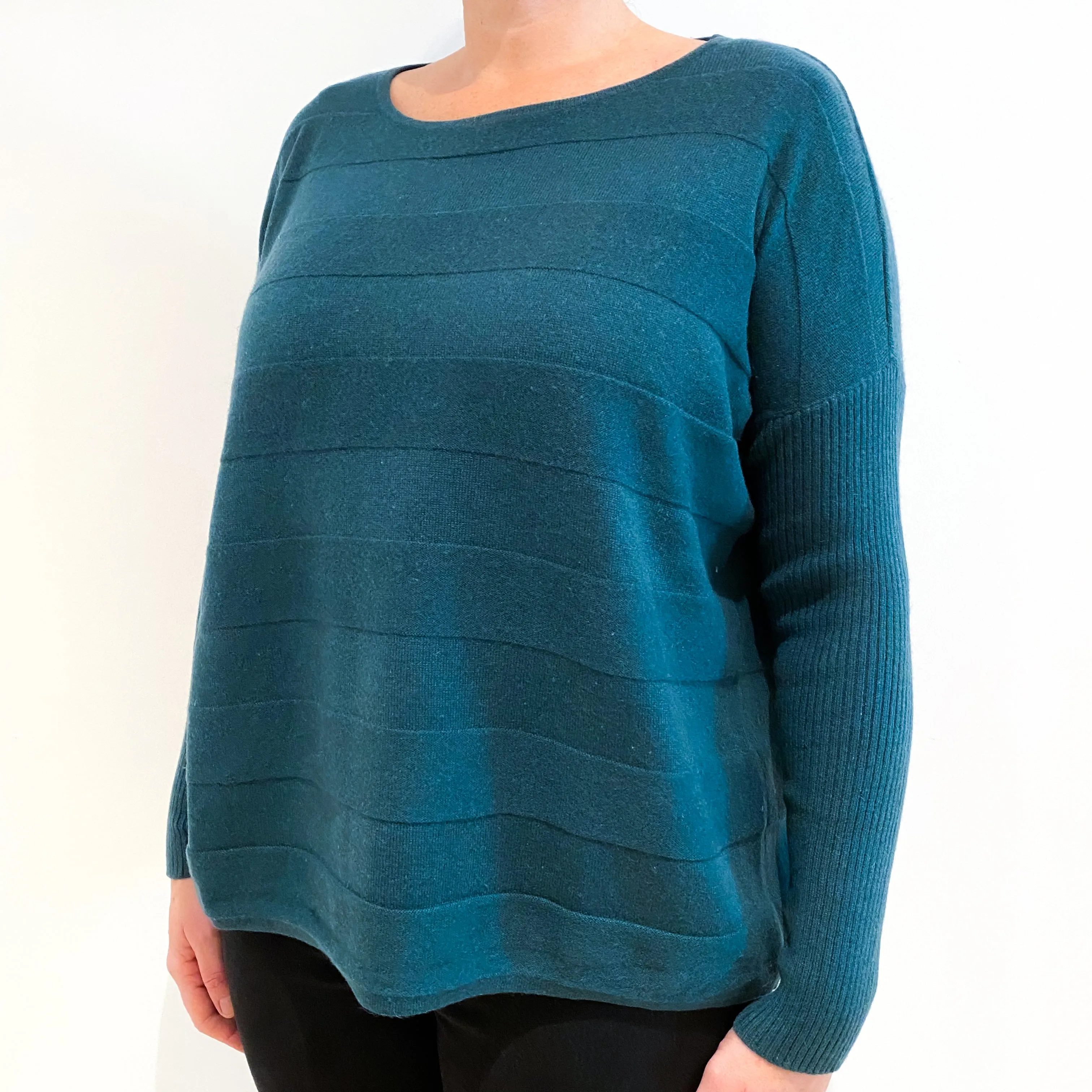 Forest Green Cashmere Slash Neck Jumper Large