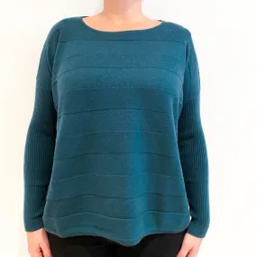 Forest Green Cashmere Slash Neck Jumper Large