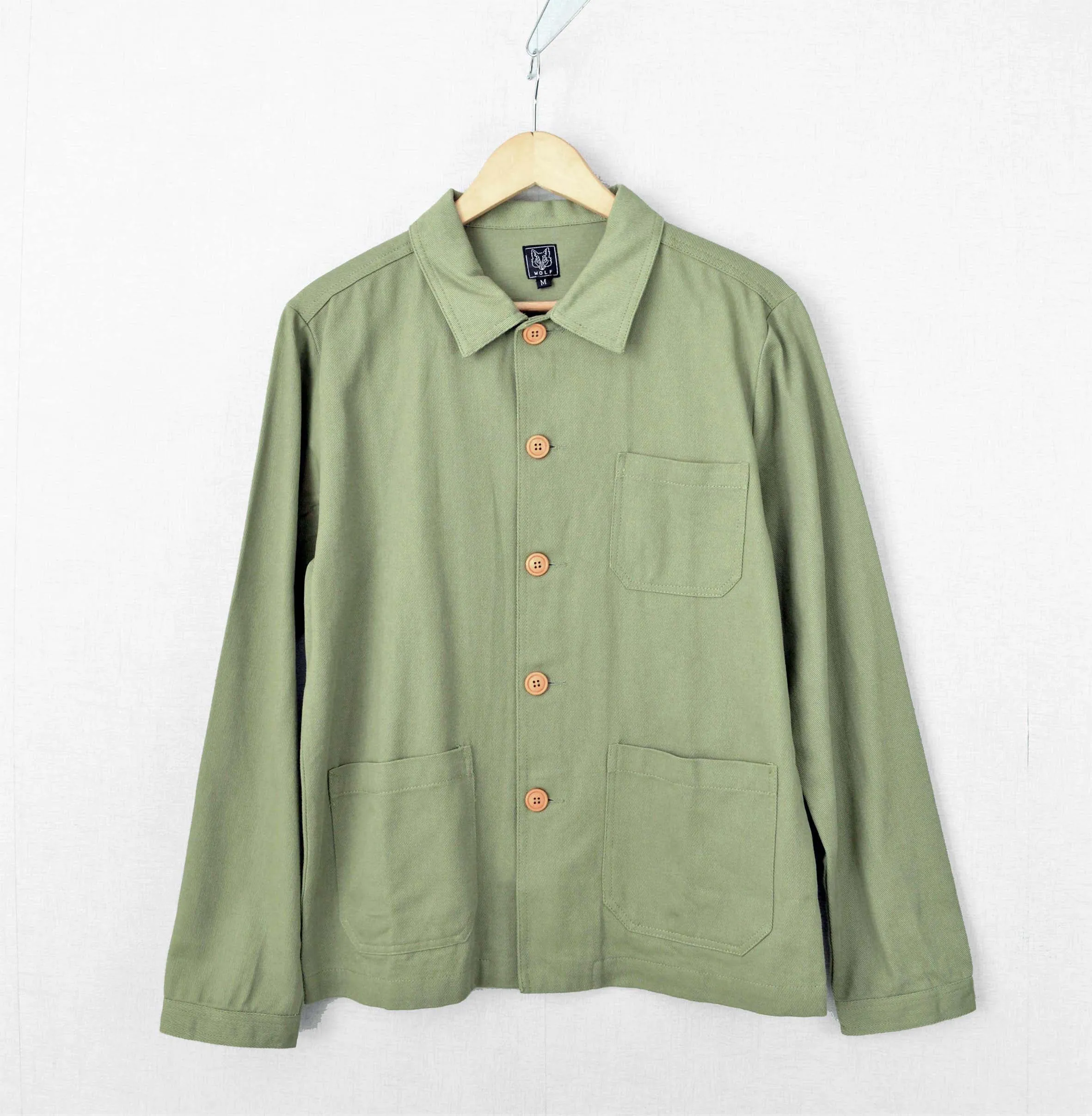 French Cotton Twill Chore Jacket Green