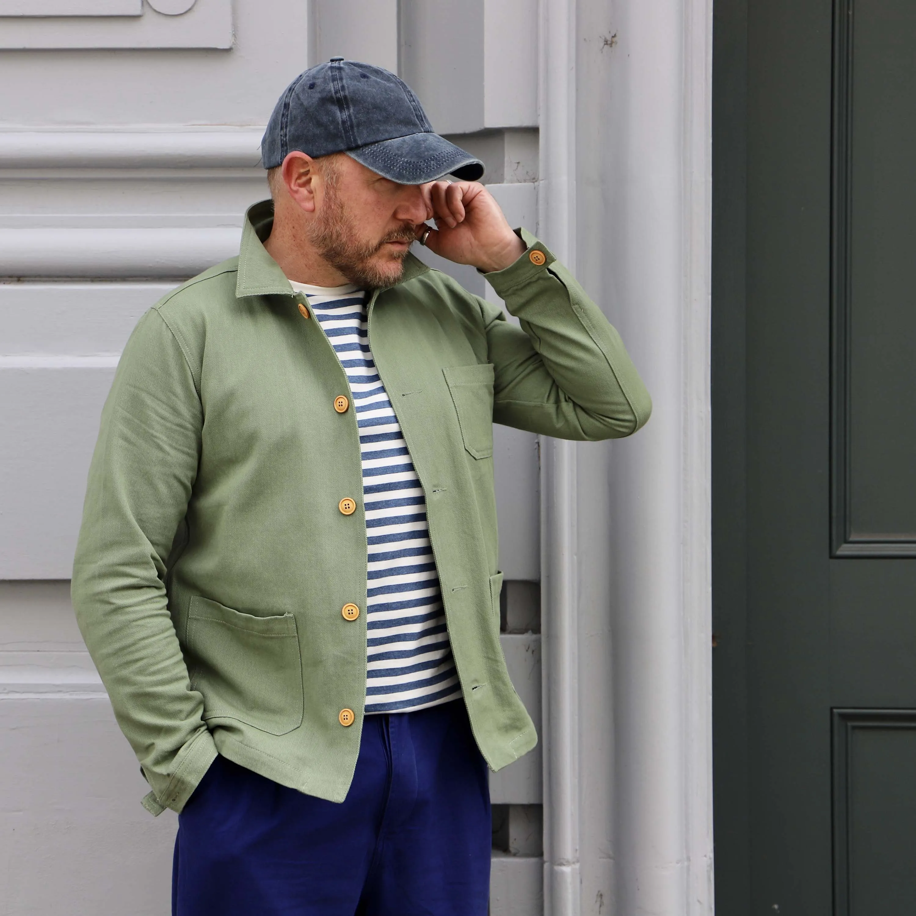 French Cotton Twill Chore Jacket Green