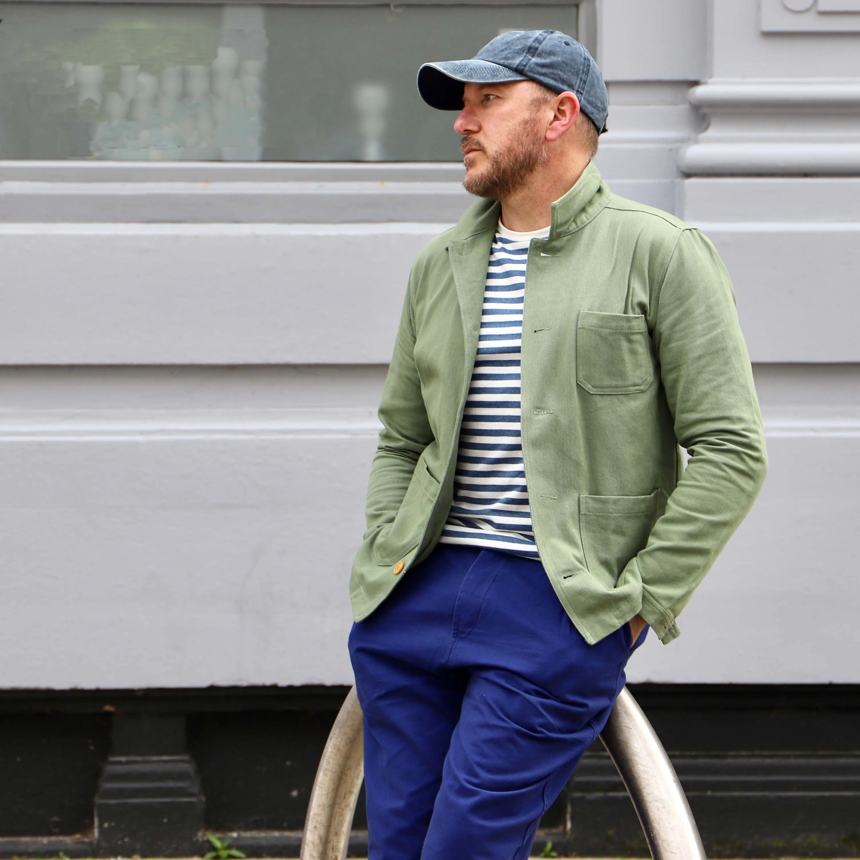 French Cotton Twill Chore Jacket Green