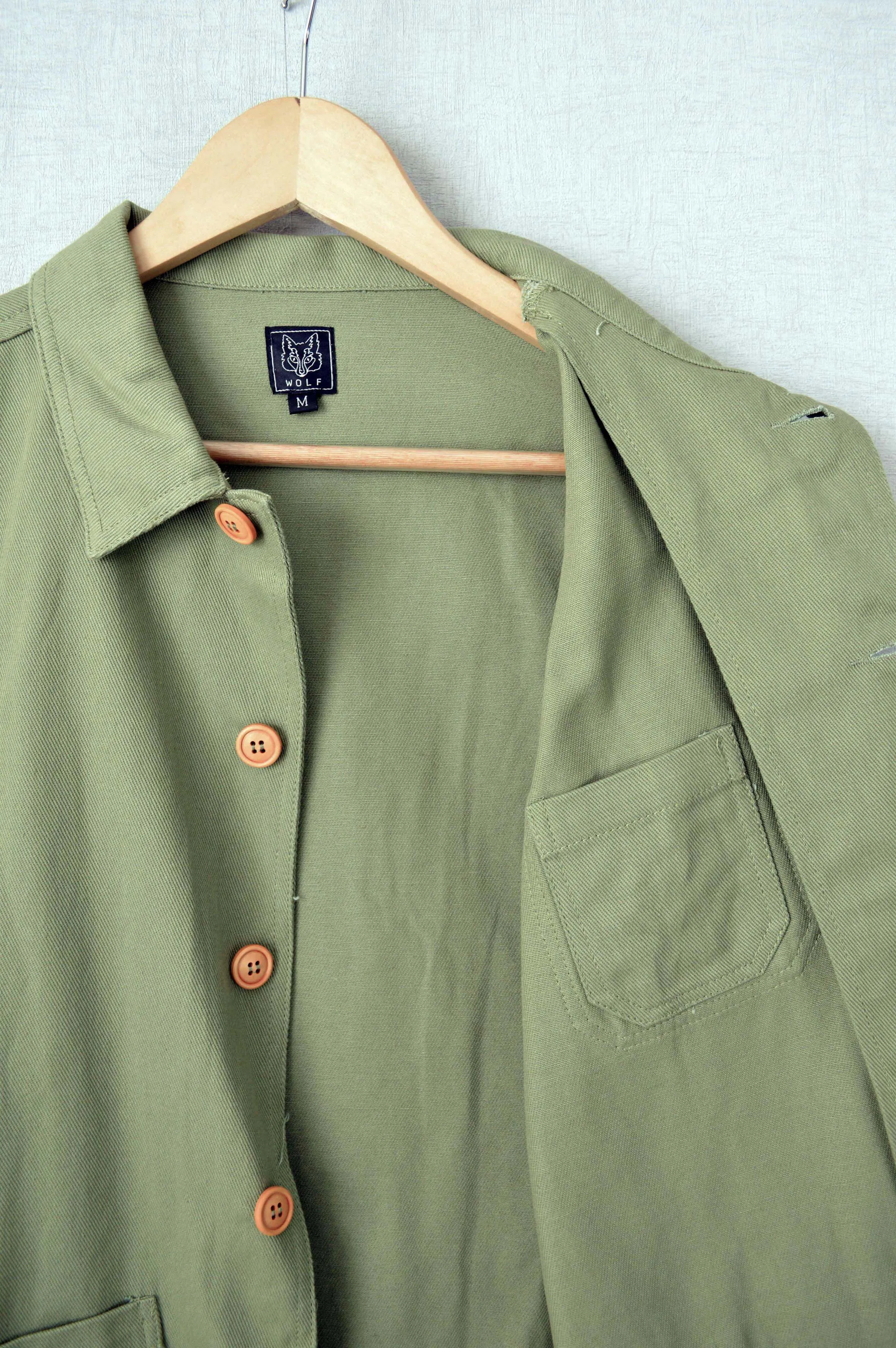 French Cotton Twill Chore Jacket Green