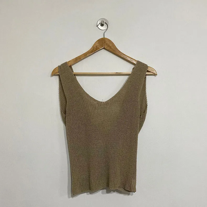 Front Knot Loose Knit Tank Top