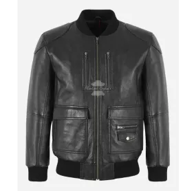 Gerard Flight Bomber jacket Classic Black Aviator Leather Bomber Jacket