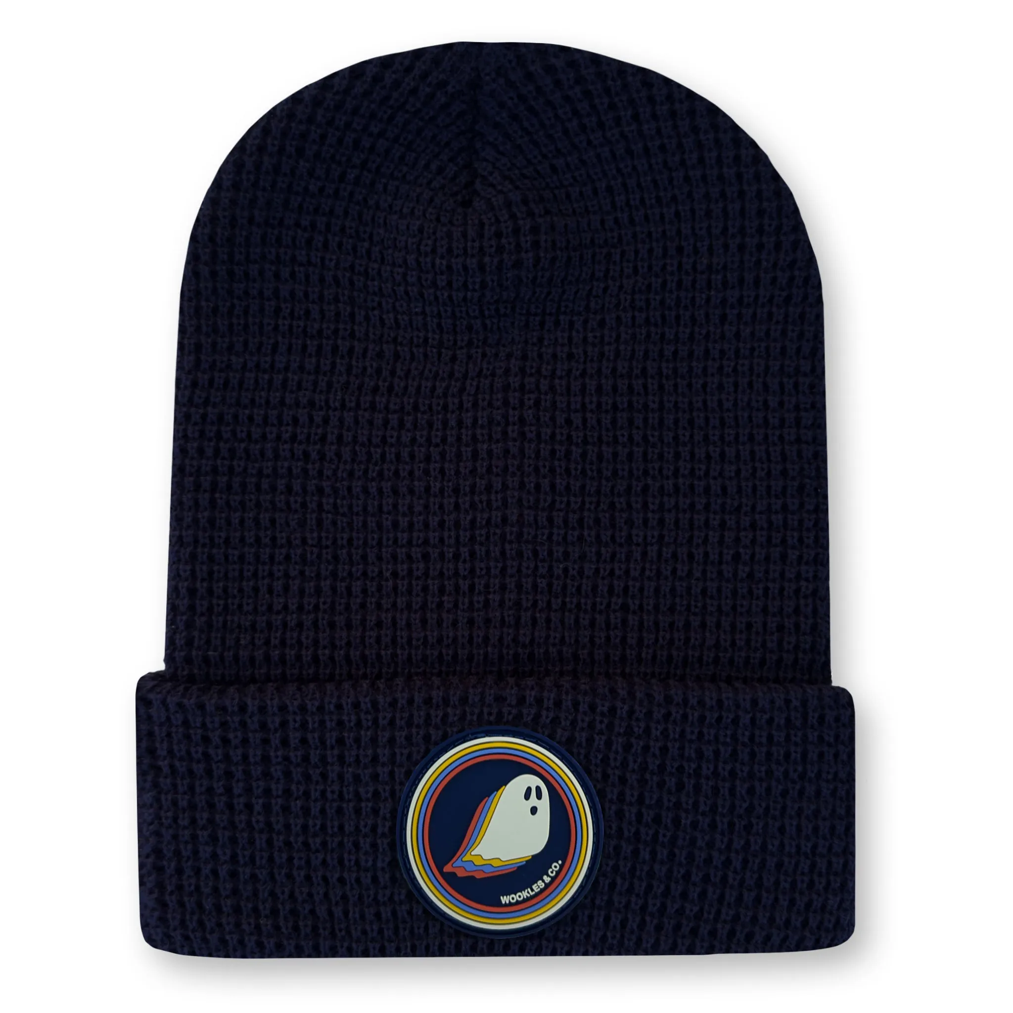 Ghost Waffle Knit Beanie in Navy