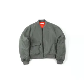 Green Short Pocket Flight Bomber Jacket