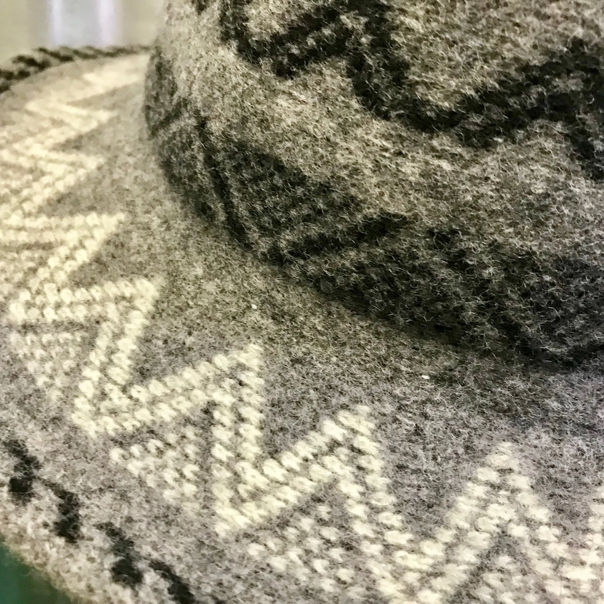 Grey Boiled Wool Aztec Style Knit Hat