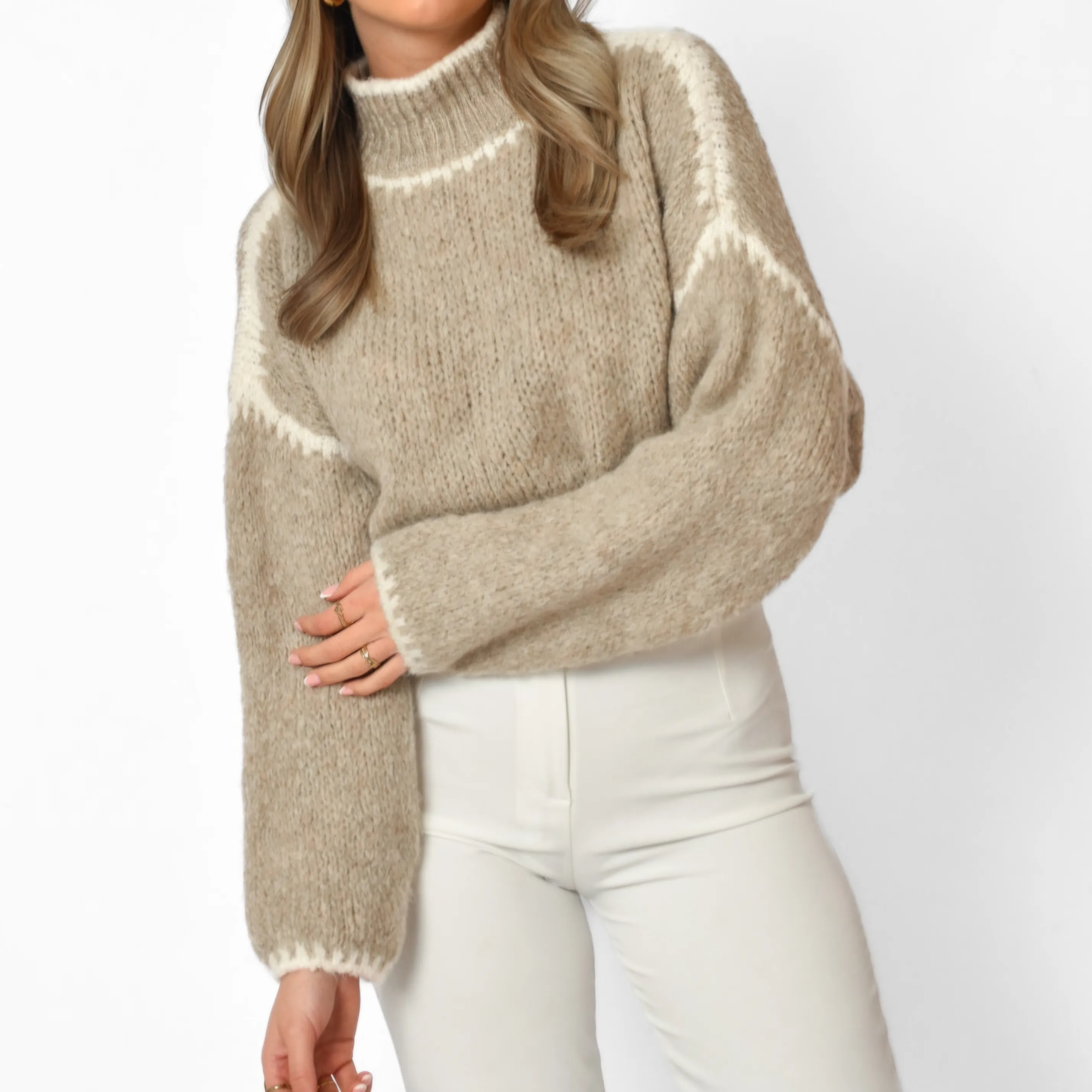 Helena Wool Stitch Jumper in Camel