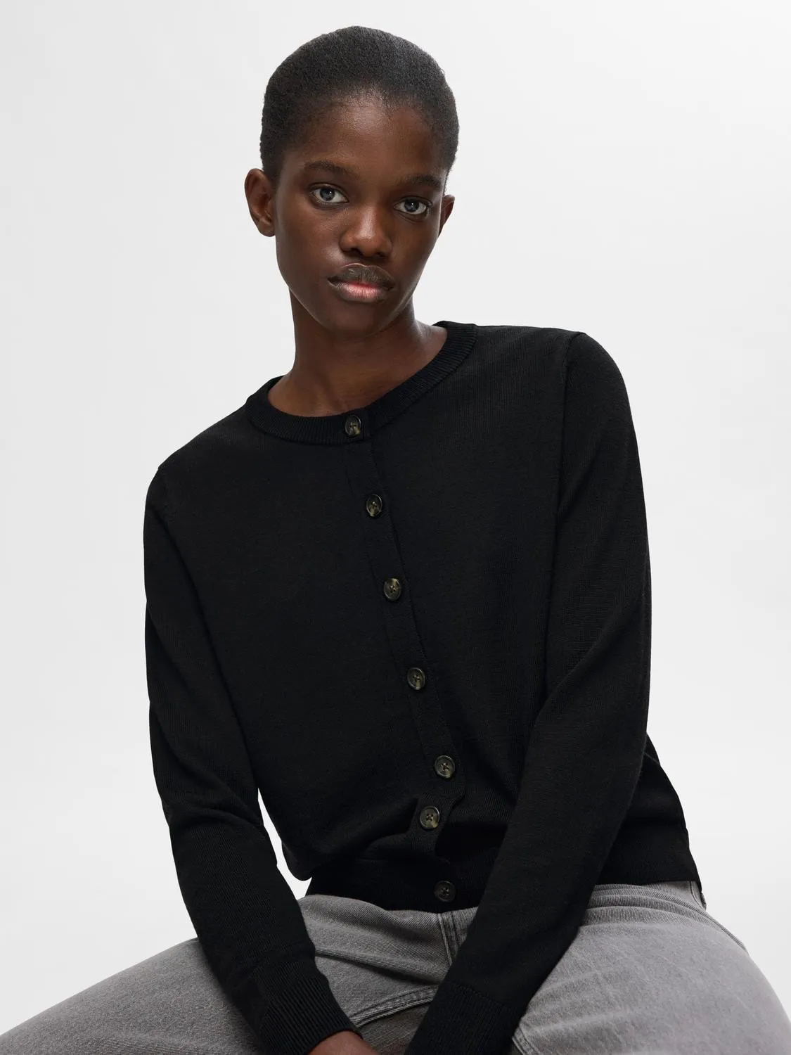 Hella Ls Knit Cardigan - Black