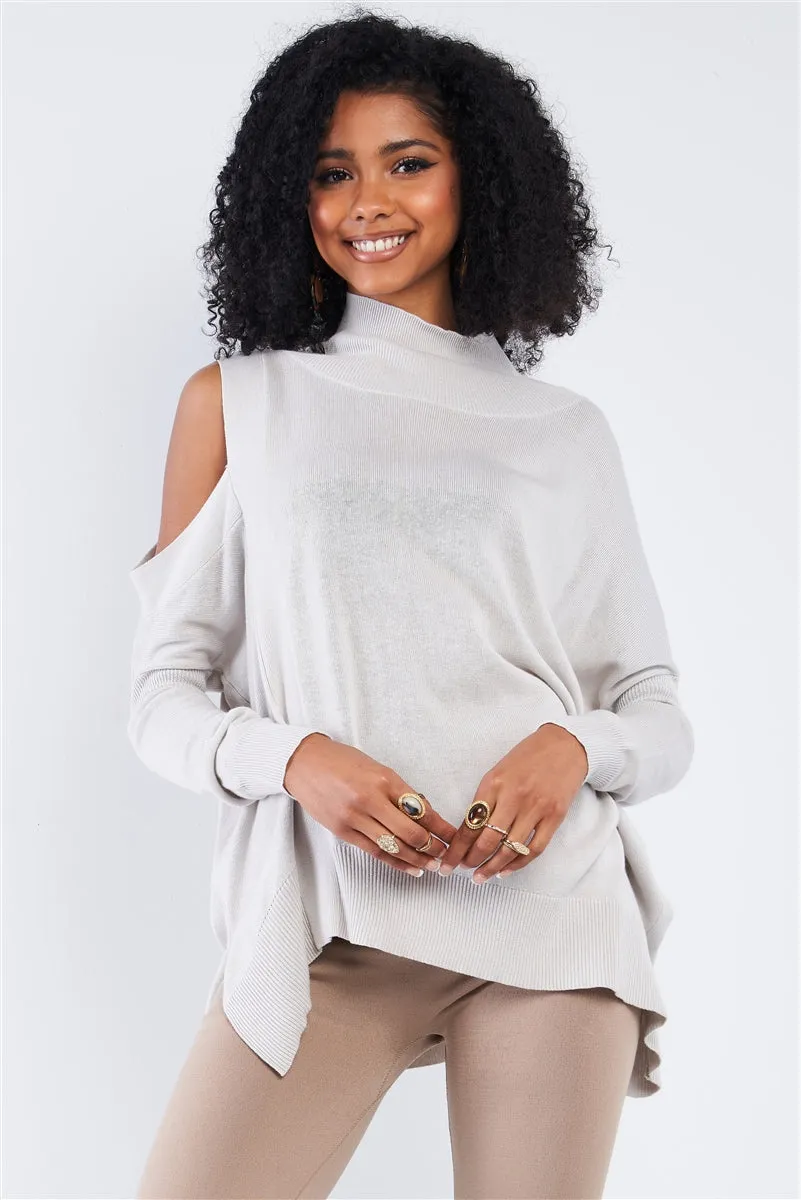 Iris Gray Asymmetrical Knit Sweater