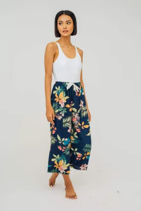 Jamina Tropical Print Tie-Waist Culottes