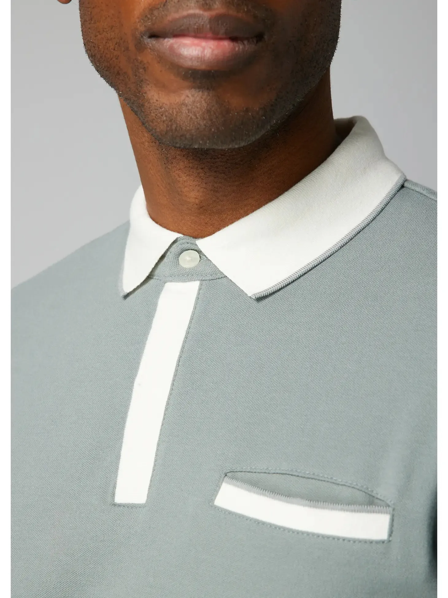 Julian & Mark Pastel Green Short Sleeve Polo with Contrast White Details