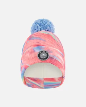 Knit Hat Pink And Air Blue Marble