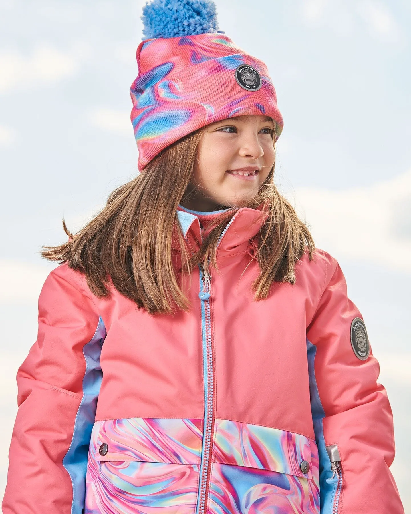 Knit Hat Pink And Air Blue Marble