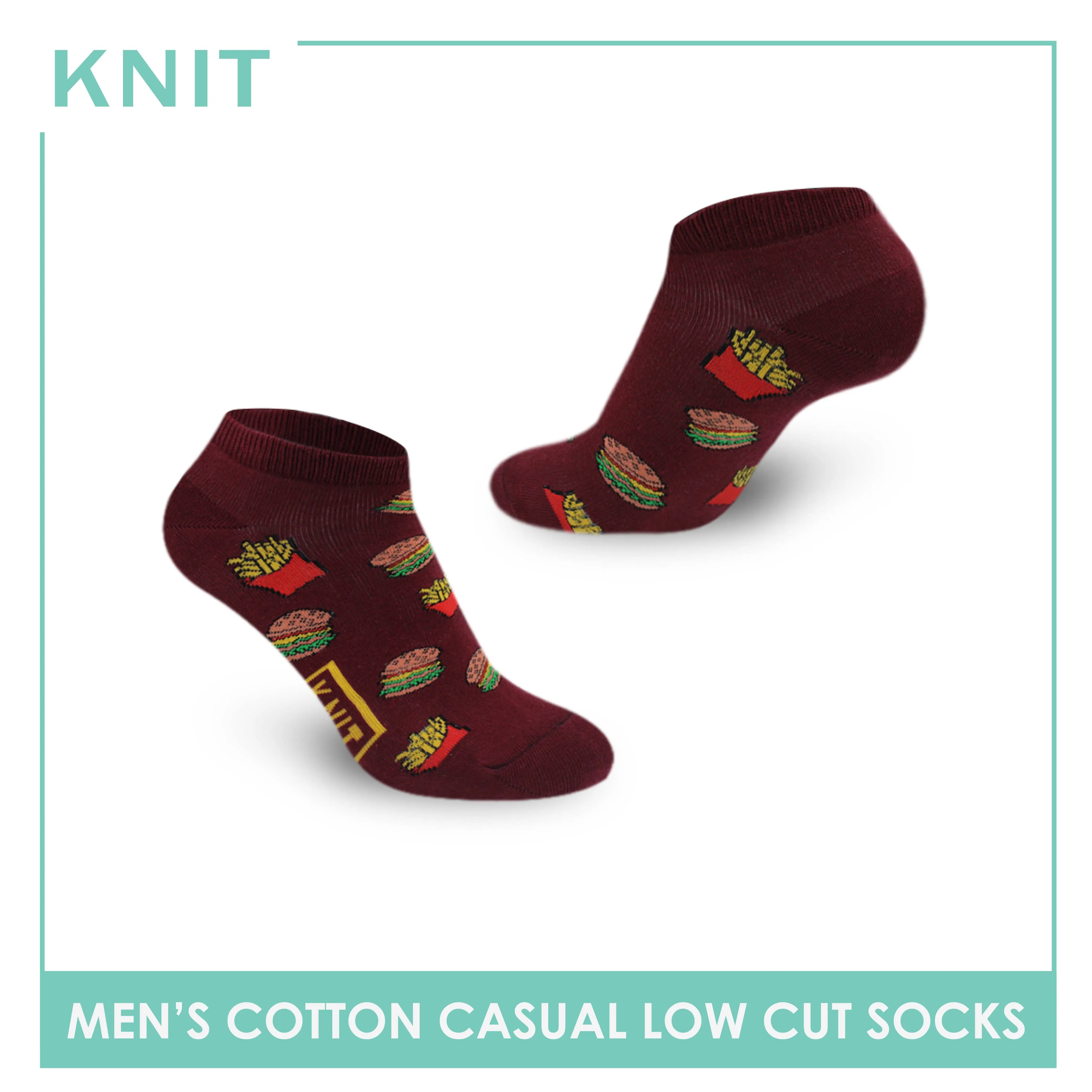 Knit Men's Paw Prints Cotton Light Performance Low Cut Socks 1 pair KMC3404