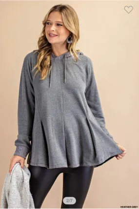 KORI B6087 Heather Grey Hoodie Knit