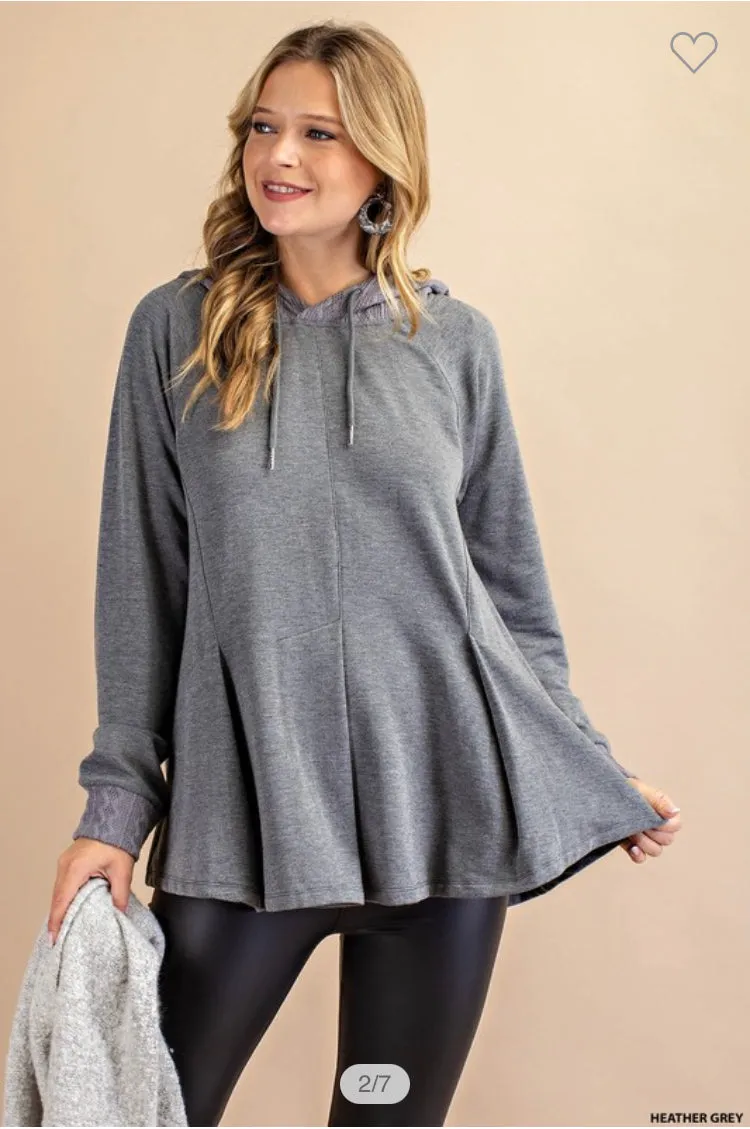 KORI B6087 Heather Grey Hoodie Knit