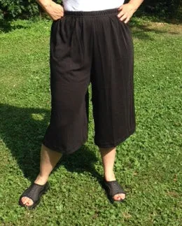 Ladies Stretchy Knit Culottes Split Skirt - Elastic Waist- 2XL-5XL
