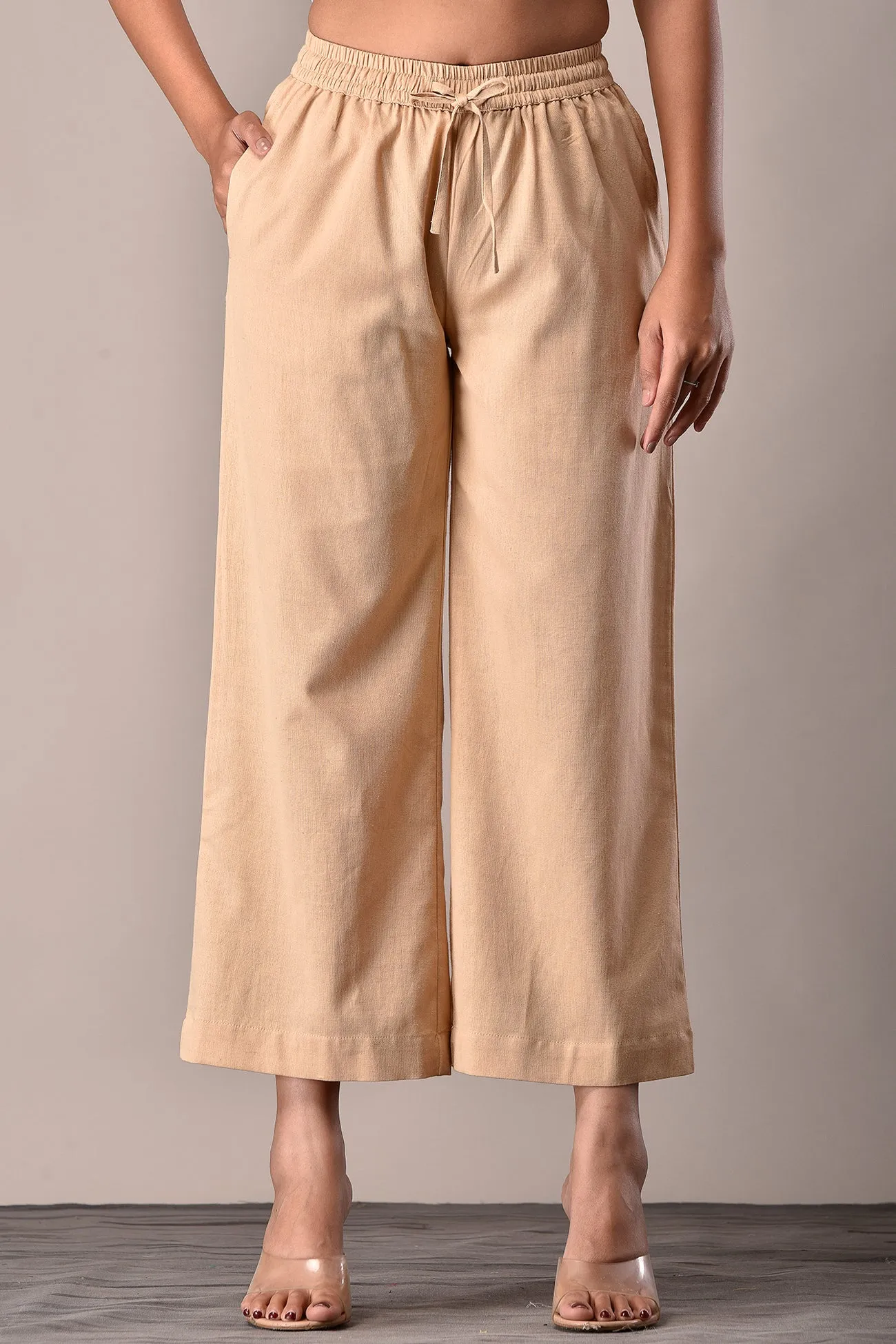 Linen-Cotton Culottes Beige