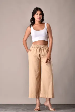 Linen-Cotton Culottes Beige